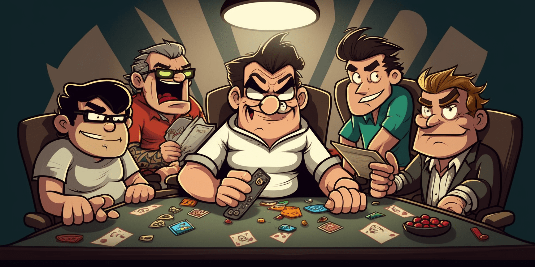 Illustration of Poker players at a table.