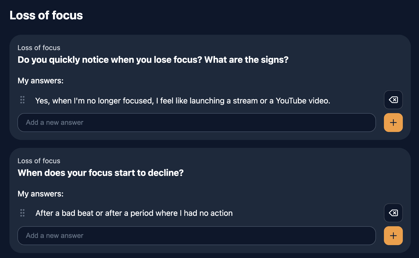 Focus training in Poker Toolkit